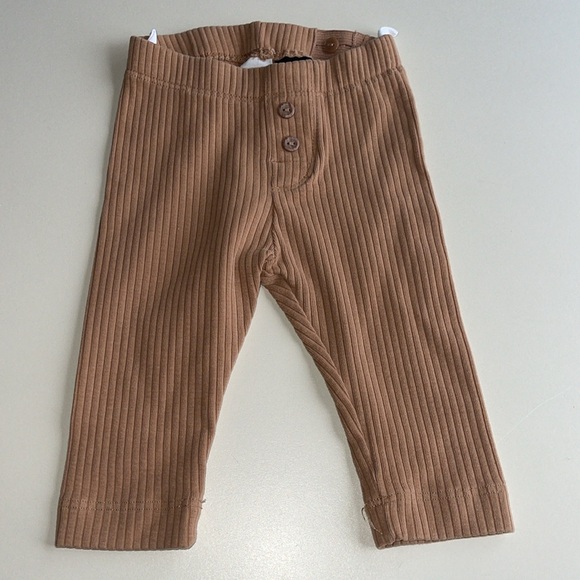 H&M Baby 2 Pack Organic Cotton Brown & Cream Breakfast Print Leggings - Picture 2 of 13